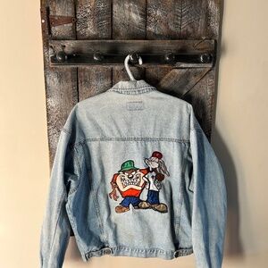 Vintage Jean Jacket w/Tasmanian Devil & Bugs Bunny - Size Extra Large
